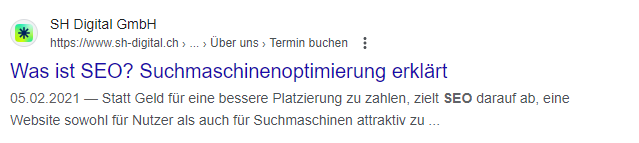 Snippet mit Title Tag